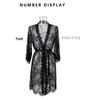 Sexy Mesh Lace Trim See-through Nightgown Robe - Women's Homewear