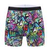 Xi Yin Men's Plus Size Graffiti Cartoon Print Long Boxer Briefs