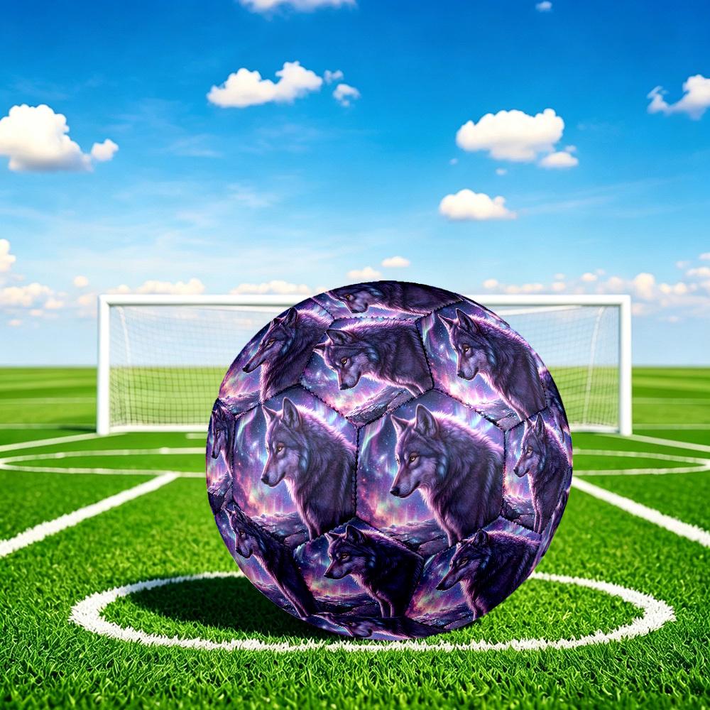 1pc Wolf Aurora Fantasy Theme Soccer Ball Football, Size 5, Lightweight PVC, Outdoor Training Soccer Ball,Sports Gift T61451