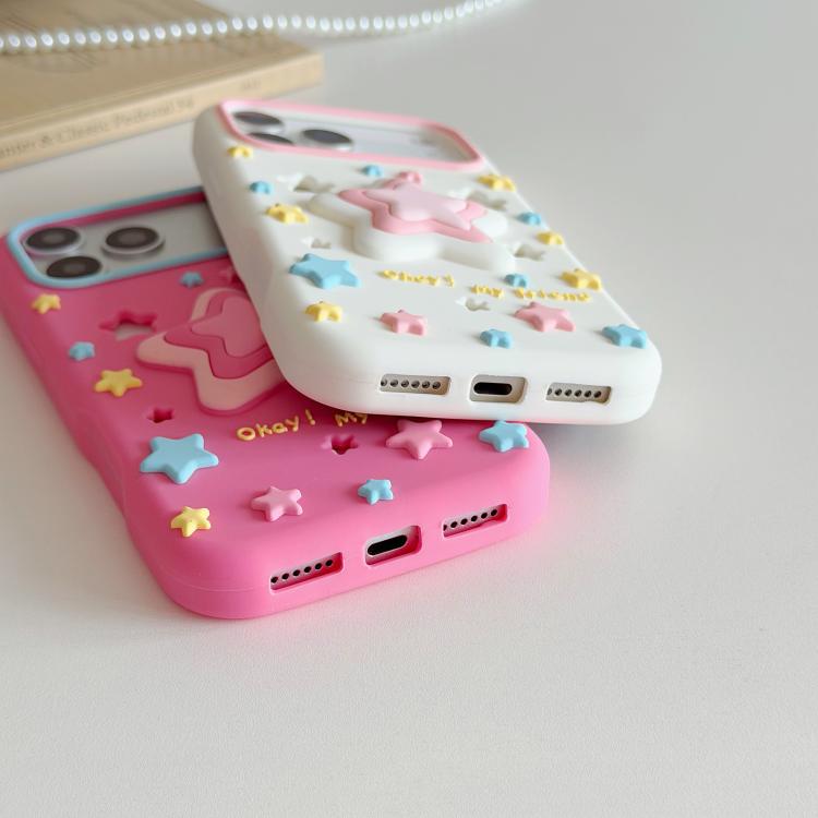 Hollow Pressable Star Silicone Phone Case with Lanyard, Stress Relief Soft Protective Cover
