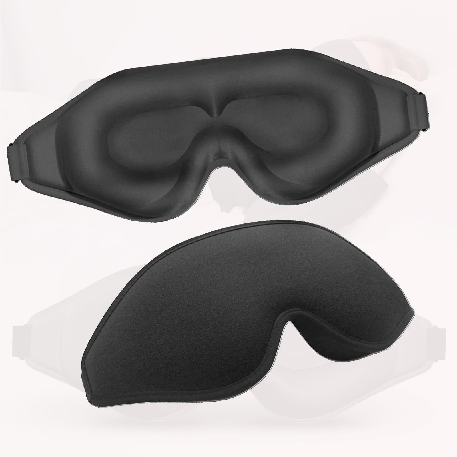 

3D Маска для глаз от света Шелковистая Не Идеально для Сна в Деловых Поездках и Дневного Сна, Блокировка 99,99%, Текстура, Дышащая, Стираемая, Регулируемая, Унисекс, чёрный