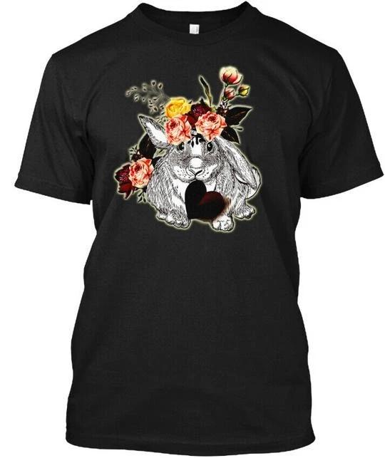 

Funny Rabbit Heart Love Flower T shirt Made in the USA Size S to 5XL M