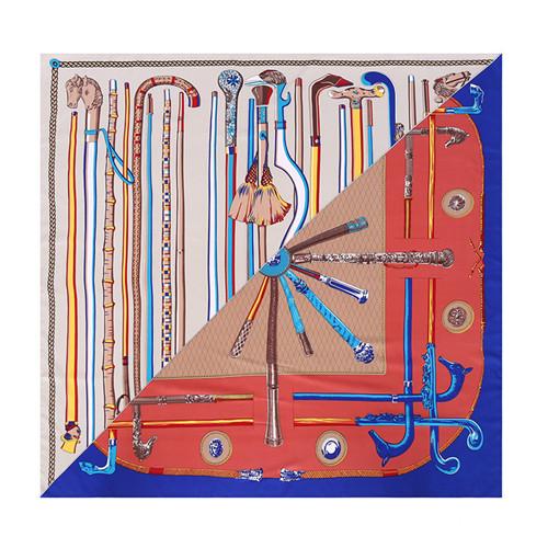 POBING Luxury Brand Twill Silk Scarf Women Mace Print Square Scarves Wraps Female Large Hijab Big Shawl Neckerchief 130*130CM