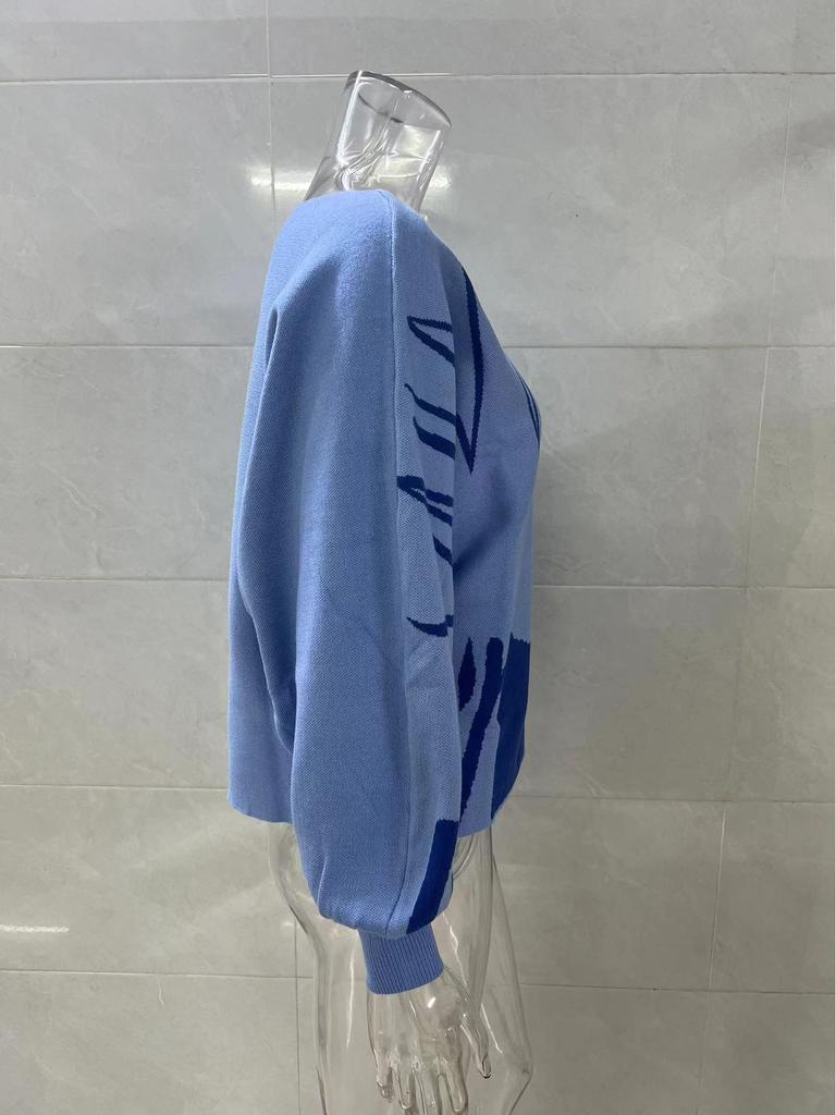 Women's European and American Lantern Sleeve Pullover Sweater