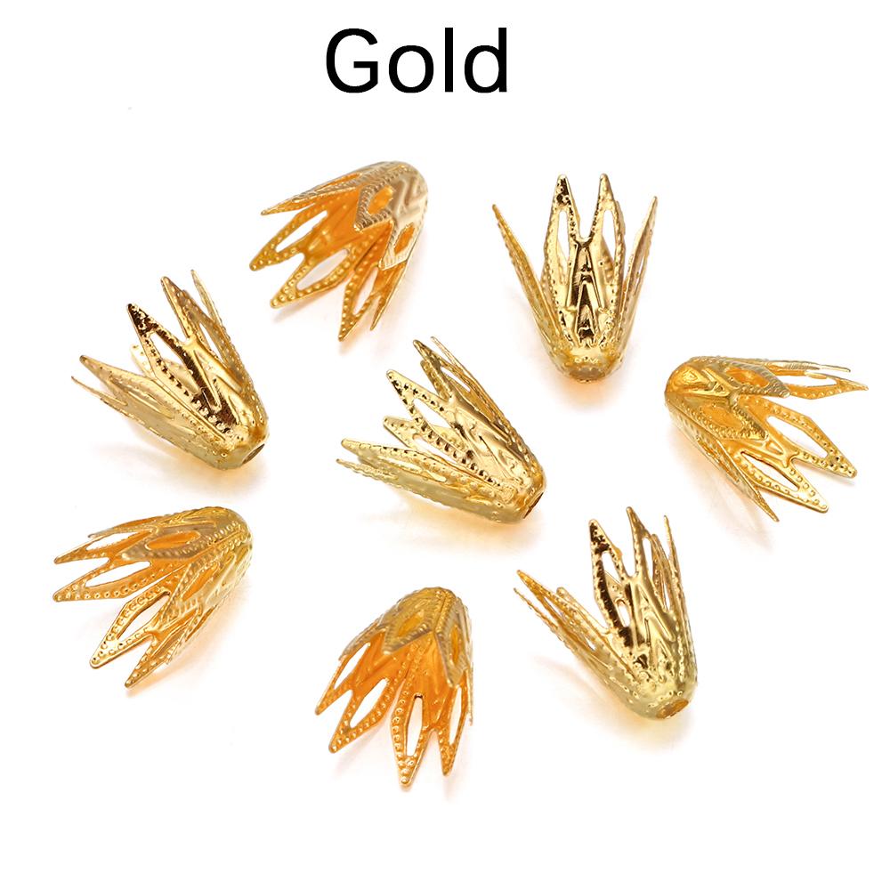 100 teile/los Aushöhlen Blume Form Filigrane Kegel Ende Perlen Kappen Für DIY Armband Ohrringe Schmuck Machen Liefert Zubehör