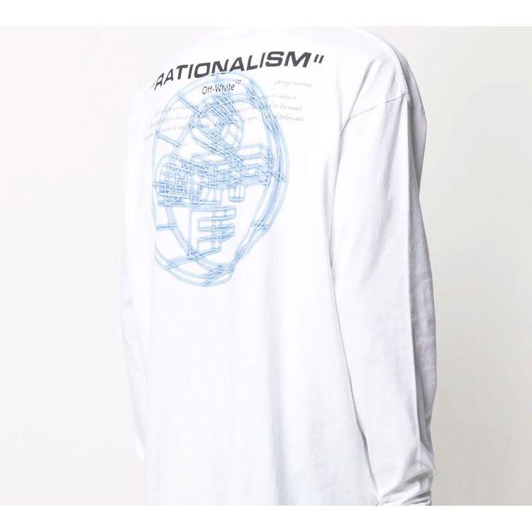 Off-White 3D Logo Print Crew Neck Long Sleeve T-Shirt Unisex Tops White OMAB032R201850030188