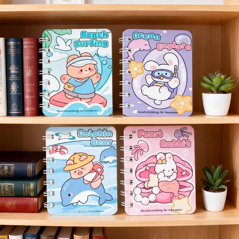 1Pc Underwater World Cartoon Horizontal Line Notebook Cute Mini Portable Pocket Coil Book Holiday Gift Novelty Stationery Teacher Party Favors Back To
