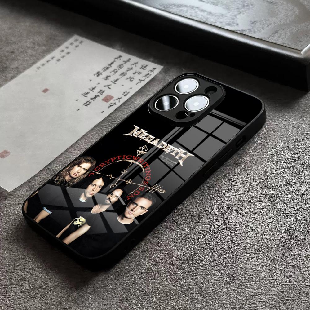 Rock Band M-Megadeth Phone Case For 17 Pro Max IPhone 16 Pro 15 12 11 13 Mini X XR XS 14 Plus SE Glass Cover