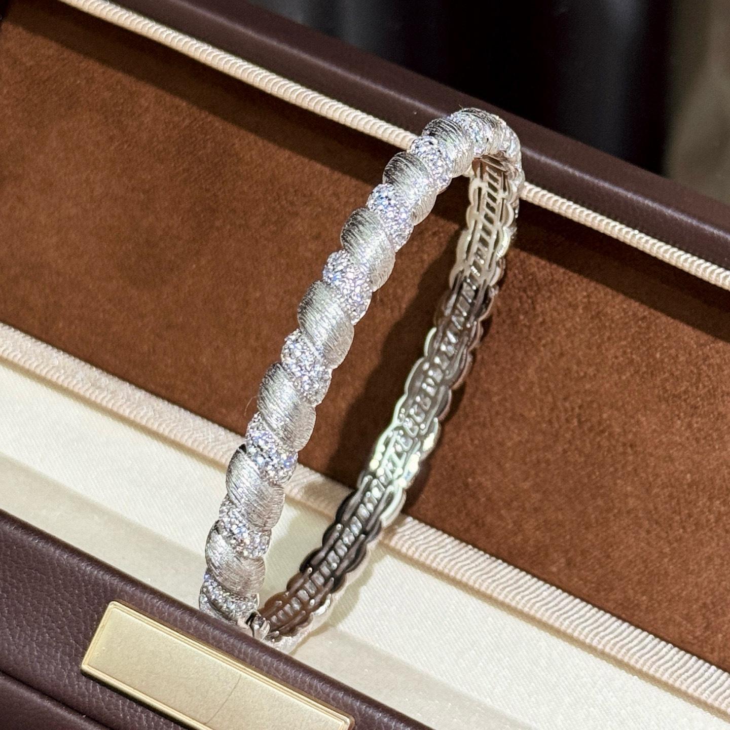 

New Vintage 100% Pure 925 Sterling Silver Bangles Frosted Twist Pave Aaa Zircon Bracelet For Women Luxury Fine Jewelry