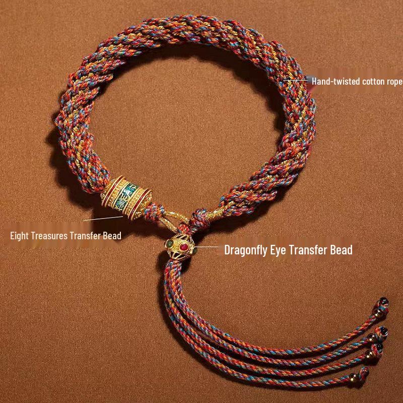 Colorful Tibetan Handmade Wealth God Bracelet – Cotton Thread Red String for Birth Year