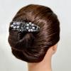 Fashionable Light Luxury High-end Rhinestone Pearl Clip Hairpin Women's Elegant Temperament Glass Black Gray Hairpin Strap
