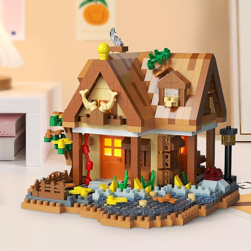 Forest Tree House Building Block Street View Windmill Assembly Construction Brick Children's Puzzle Toys for Kids Birthday Gifts
