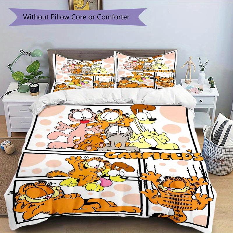 3pcs Garfield's Print Cover Set Ultra Soft, Breathable, and Comfortable Bedding with Stylish Design for Bedroom and Guest Room Decor 1 Cover and 2 Mat