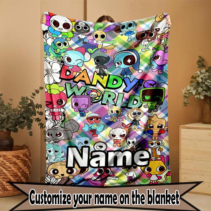 Custom Name Personalized Dandy's World Print Blanket, Home Decor, Bedroom, Sofa, Camping, Couch, Gifts for Birthday ChristmasEnthusiasts