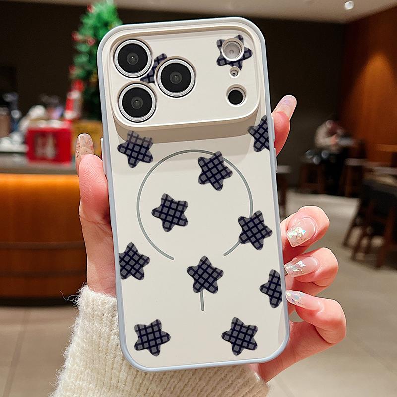 Lucky Stars Planet Pattern Case For iPhone 17 Pro Max Magnetic For Magsafe Hybrid Slim Matte Cover For iPhone 16 15 14 13 Pro Max