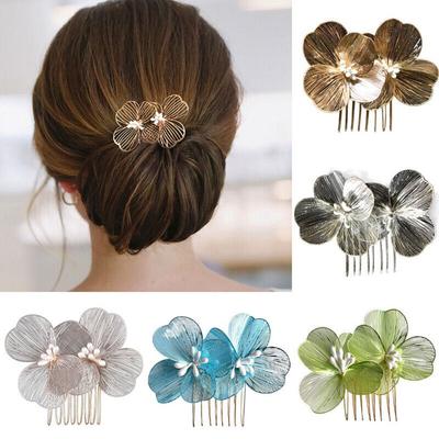 Hollow Bride Wedding Hair Comb Alloy Baroque Hair Clip Fashion Floral Hair Comb