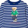 Felpa Polo Ralph Lauren SS22 Stampa Orso Righe Girocollo Manica Lunga Pullover Felpa Bambino Blu 322865677-001