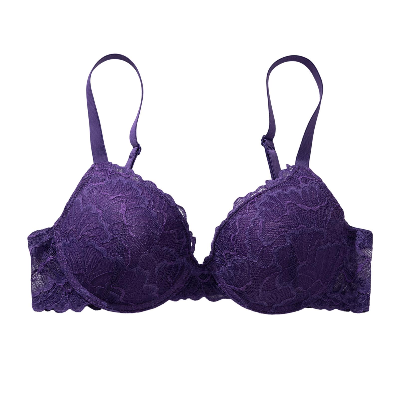 

Zeriluna breathable lace gather bra skin-friendly soft comfortable gather bra cover 90C фіолетовий