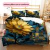 Sunflower Pattern Bedding Quilt Set  Home Decoration  Gift (1 * duvet cover + 2 * pillowcase  without core)
