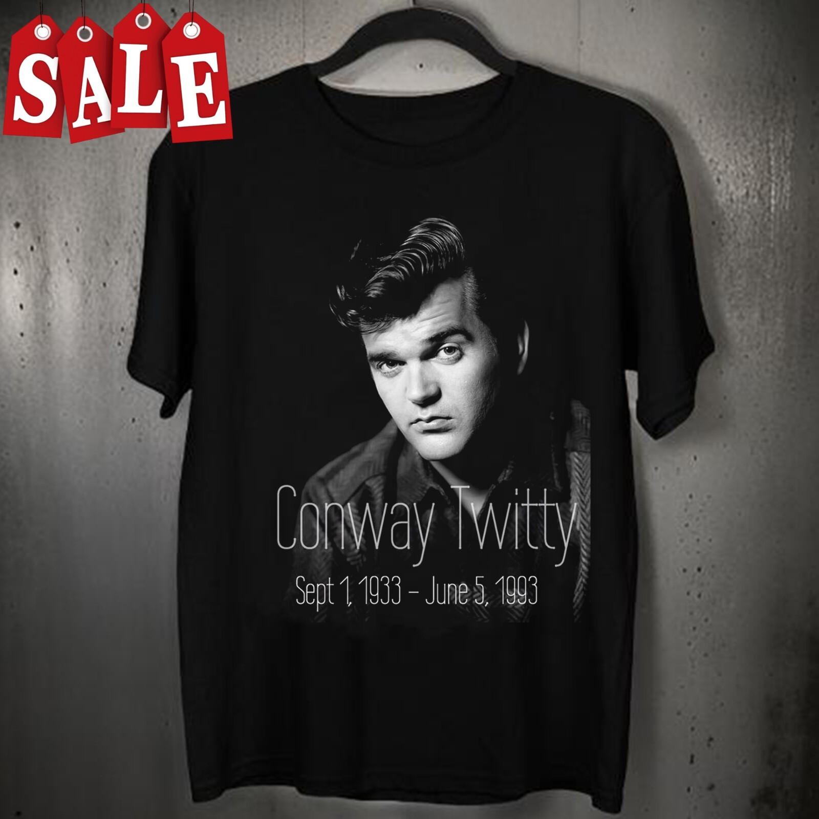 Rare Conway Twitty Unisex Men All Size Black T-Shirt Gift For Fan M