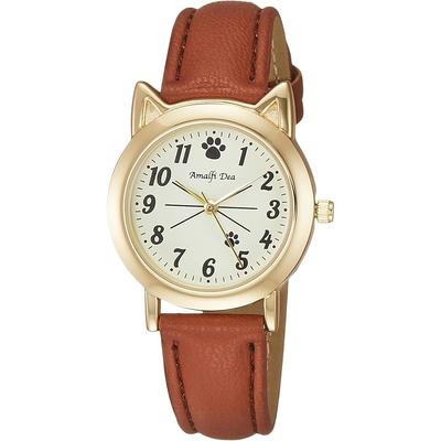 Arias Amalfi Dia Analog Women's Watch Brown Leather Strap Cat White Dial Waterproof WW20026A-161