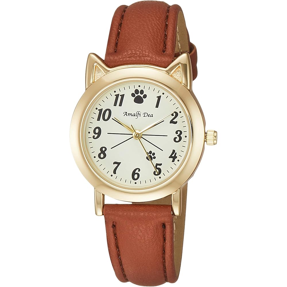 Arias Amalfi Dia Analog Women s Watch Brown Leather Strap Cat White Dial Waterproof WW20026A-161