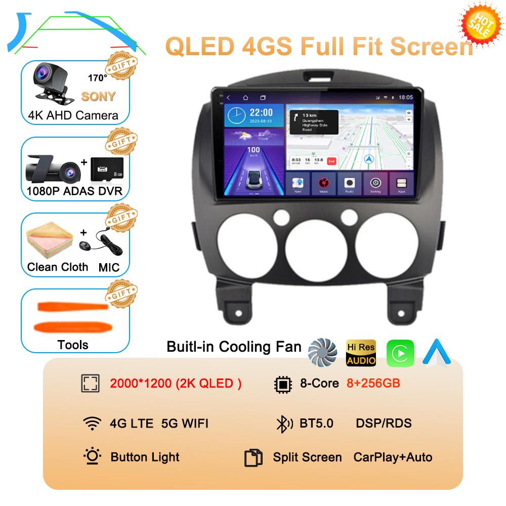 Android 14 Car Radio Multimedia Player For MAZDA 2 Mazda2 2007 2008 2009 2010 2011 2012 2013 2014 GPS Navi 2 Din Autoradio QLED
