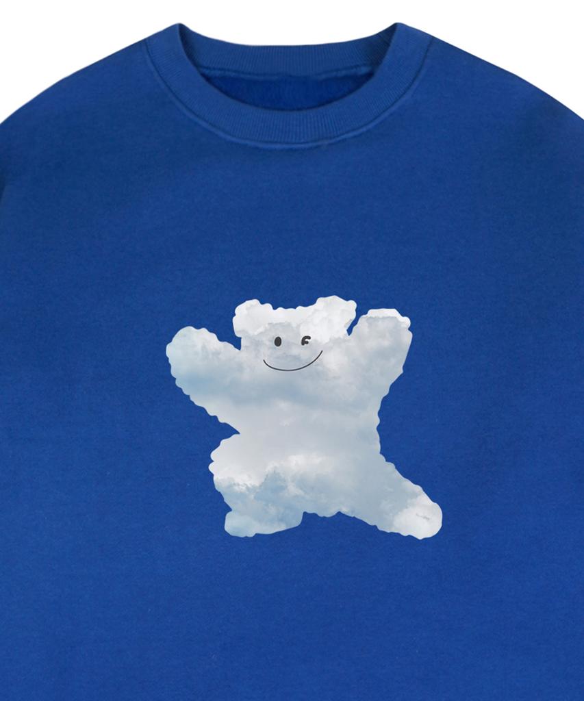 GRAVER [Unisex] Big Cloud Bear Smile Sweatshirt_Cobalt Blue