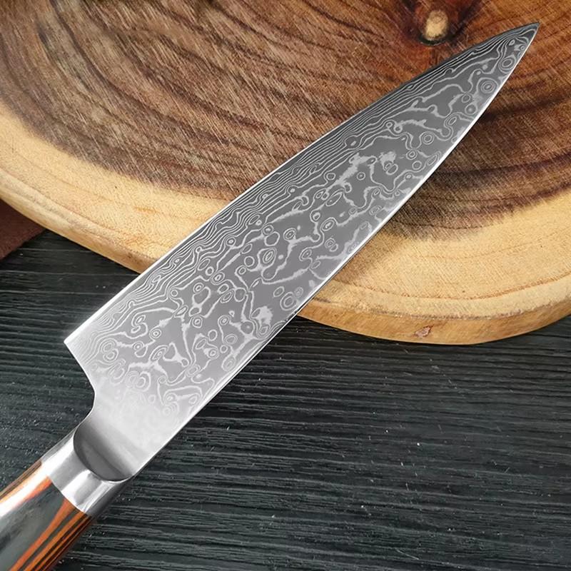 Damascus Steel Kitchen Knife Chef Cleaver Barbecue Meat Vegetable Steak Cutting Cooking Fruit Knife Tools