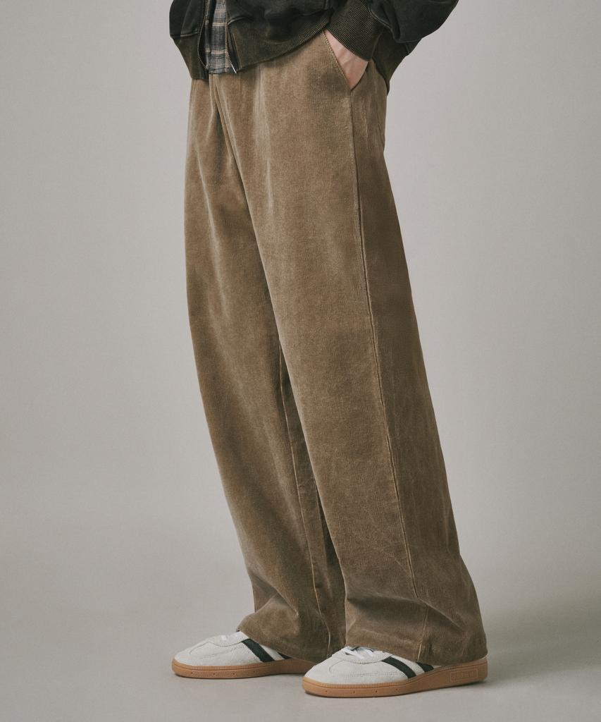 Beodeonteu Basic Wide Corduroy Elastic Pants [Timber]