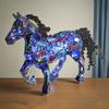 Horse Figurine Night Light Colorful Acrylic Flying Horse Statue Desk Lamp Home Office Bedroom Bedside Decorative LED Pony Table Lamp