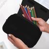 1pc Moonlight Black Horse 2D Flat Printing Double-Layer Flip Black Pencil Case - Back-To-School Essential Pencil Box, Daily Multi-Functional Makeup Ba