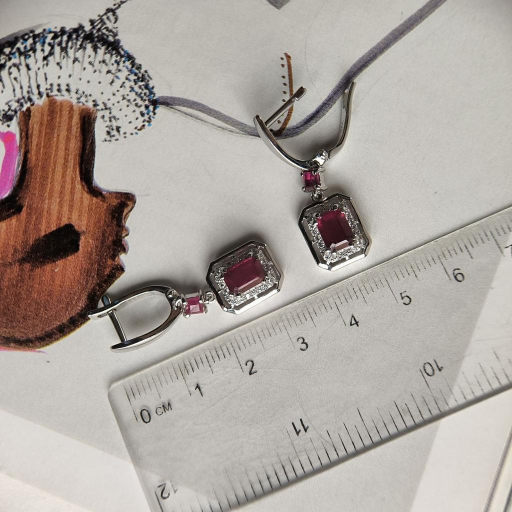 Серебряные серьги с натуральным рубином 1.717ct (2194897)