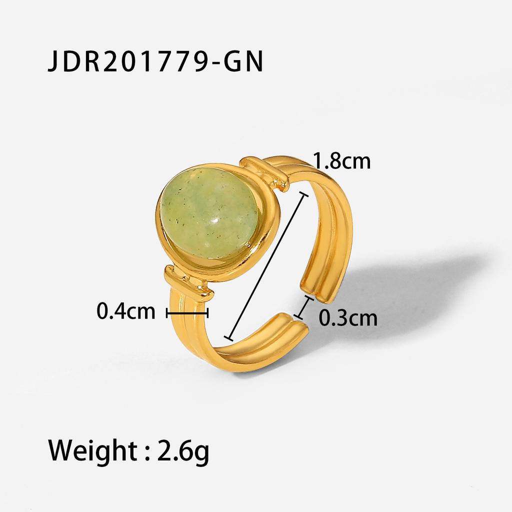 Europäischer und amerikanischer INS Internet-Star gleicher Ring 18K Gold ovaler Tigerauge/grüner/violetter Halbedelstein offener Ring