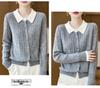 Women's Autumn Knitted Wool Cardigan with Doll Collar – High-End Fashion Sweater Coat