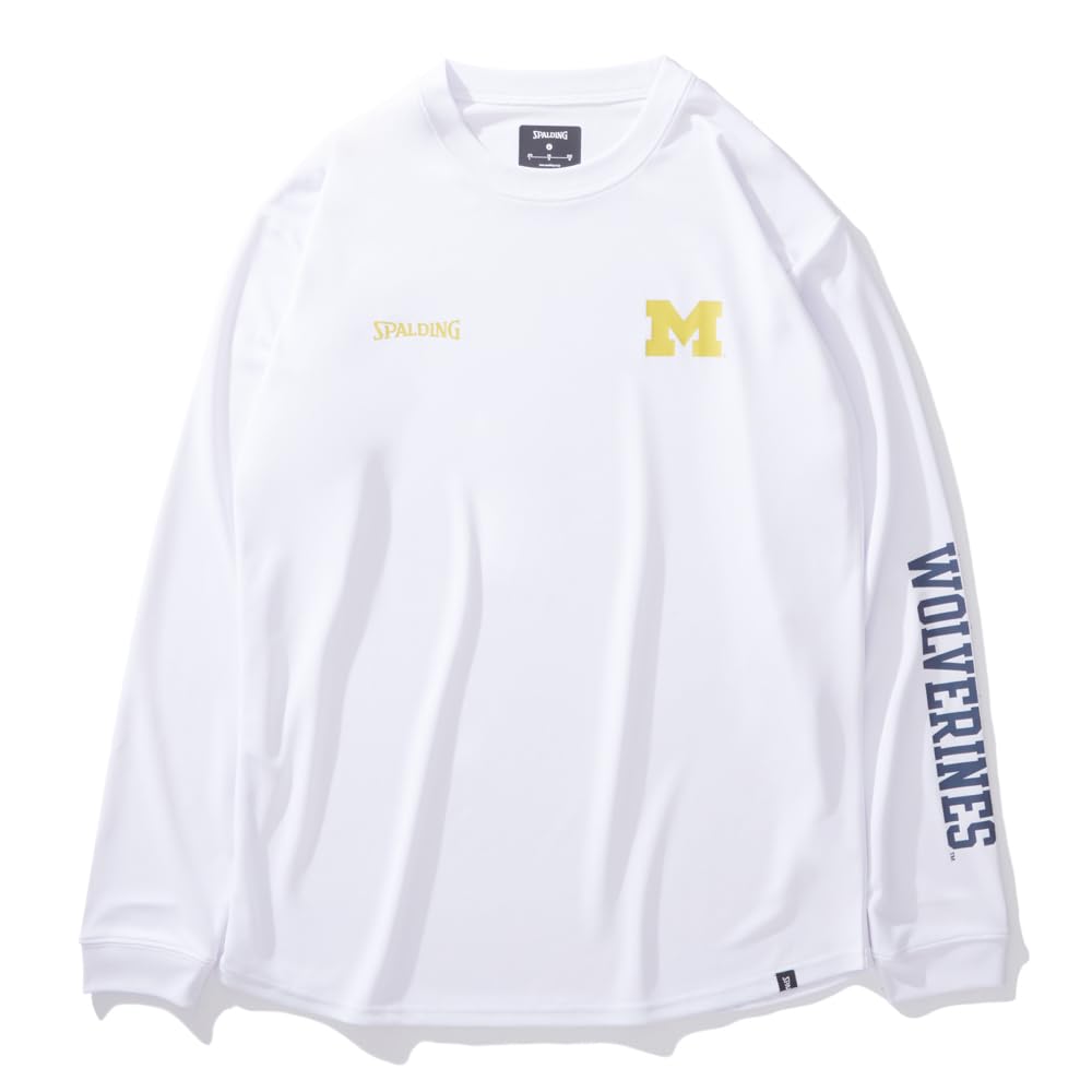 

Spalding Michigan M Logo Long Sleeve T-Shirt, Rounded Hem, White, XXL, SMT24124M
