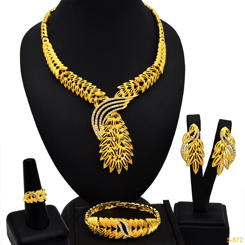 24K Dubai Gold Jewelry Set Europe, America and Africa Popular Jewelry Earrings Four-piece Set 2026