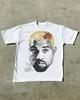 American Trendy Hip Hop Street Style T-Shirt Unisex Celebrity Portrait Print Tee Kanye Photo Top  Sport Loose Streetwear Teess