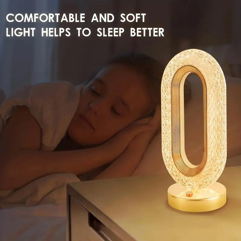 

1 Pc Modern Acrylic Touch Controlled Led Table Lamp Usb Powered 3 Color Dimmable Night Light For Bedroom Living Room Decor