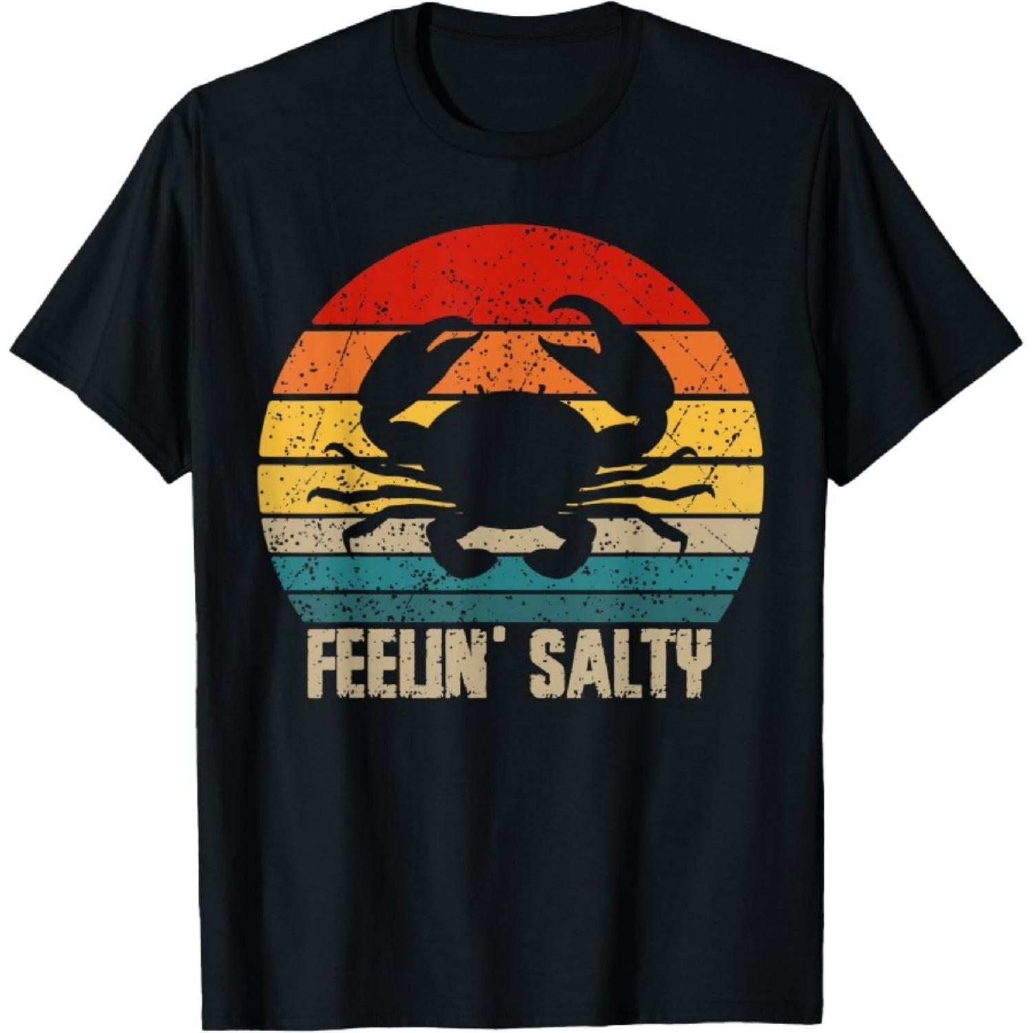 Feelin Salty Maryland Crab Sunset Graphic T-Shirt XXXXXL чёрный