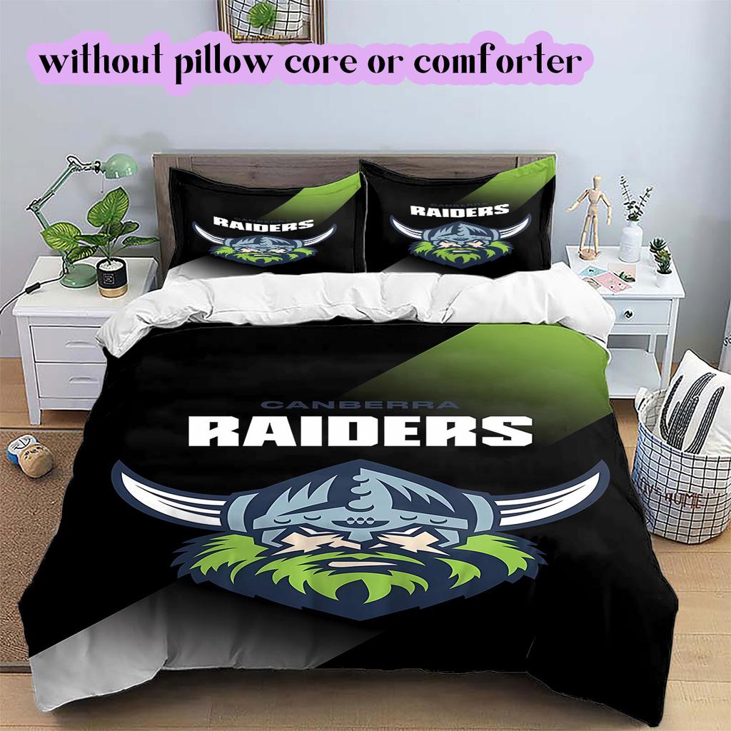 Canberra Raiders Muster Bettwäsche, Steppbett Set Bettbezug Kissenbezug Zuhause Geburtstagsgeschenk (1 Bettbezug + 2 Kissenbezüge, ohne Füllung)