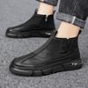 Men's Fashion Leather Boots Lightweight Waterproof Male Shoe Outdoor Casual Hiking Boots Anti-skid Zipper Motorcycle Ankle Boots