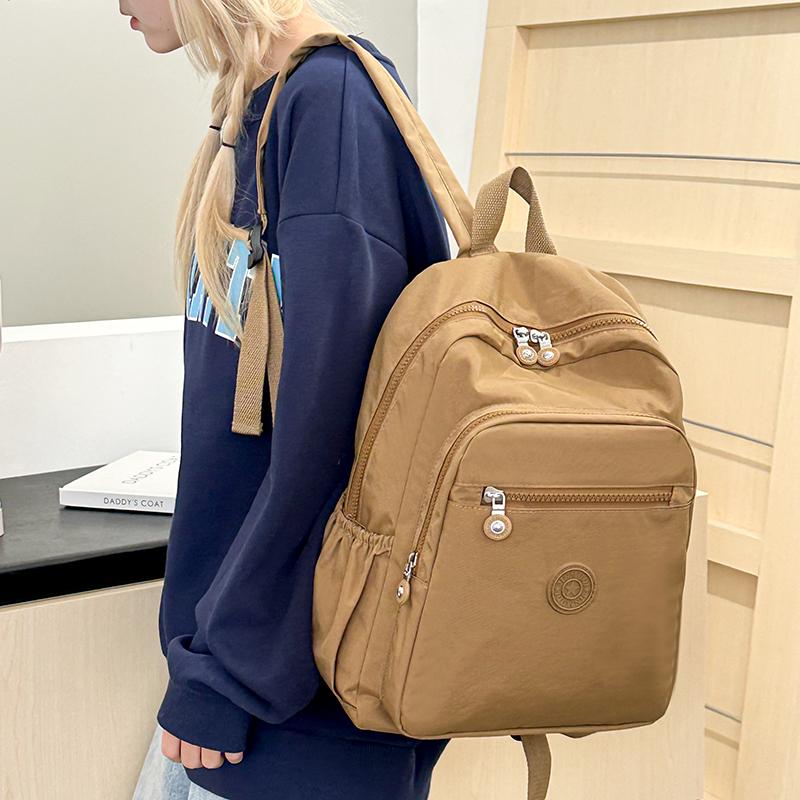 Lightweight Backpack Sleeve Pull Rod Women's Travel Backpack Water-repellent Nylon Schoolbag