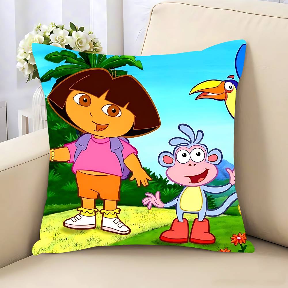 Klassische Animation Dora die Entdeckerin Kissenbezug Abnehmbar Waschbar Kissenbezug – Ganzjährig Weiches Leinen
