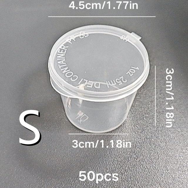 

50 шт. одноразовых стаканчиков для приправ, прозрачных герметичных контейнеров для приправ с крышками для соуса, йогурта, портативных принадлежностей для вечеринок и путешествий