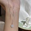 LATS New Square Zircon Stainless Steel Necklace for Women Silver Color Light Luxury Niche Choker Fashion Jewelry Gift