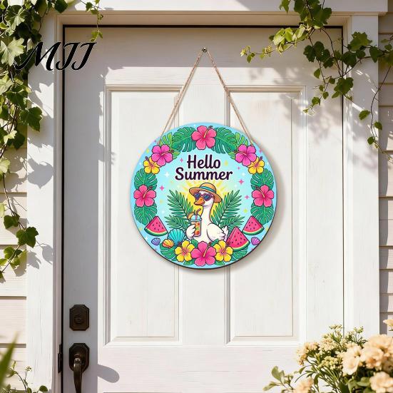 Seaside Resort Porch Decoration Summer Wooden Hanging Sign, Beach Style Wall Decor with Hemp Rope, Tropical Sign Indoor Outdoor Theme for Patio House