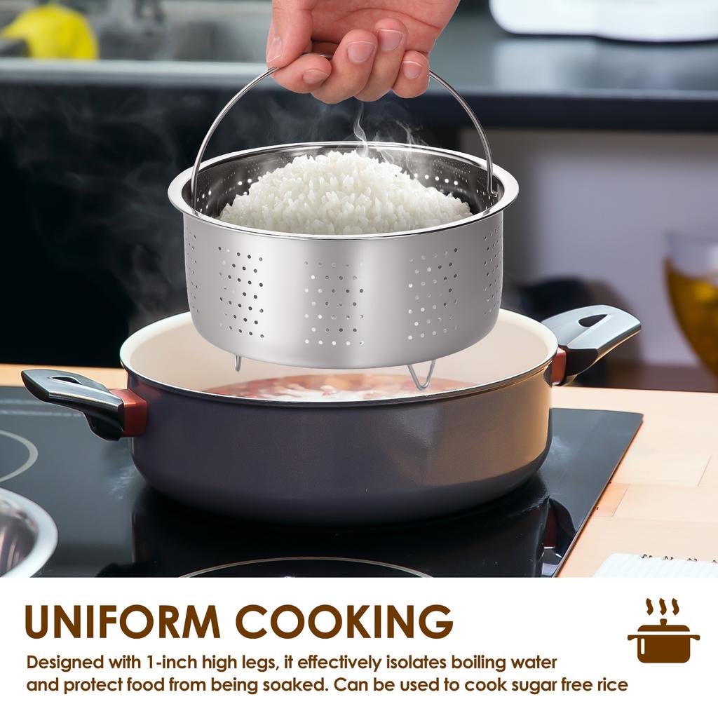 2 Stück Dämpfkorb 304 Edelstahl Gemüse-Dämpfkorb mit Griffbeinen Dämpfkorb Praktischer Topf-Dämpfkorb