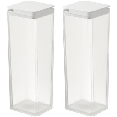 Yamazaki Tower Slim 1.2L Water Pitcher with Splash-Proof Filter, Dual-Pour Design, White (Set of 2)