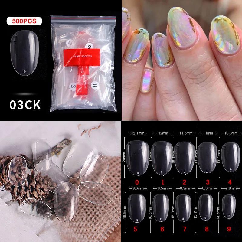 500pcs/bag Coffin False Nail Tips Clear Ballerina Stiletto Rounded Square Acrylic Fake Nails Extension System UV Gel Manicure